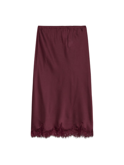Lace silky skirt Merlot