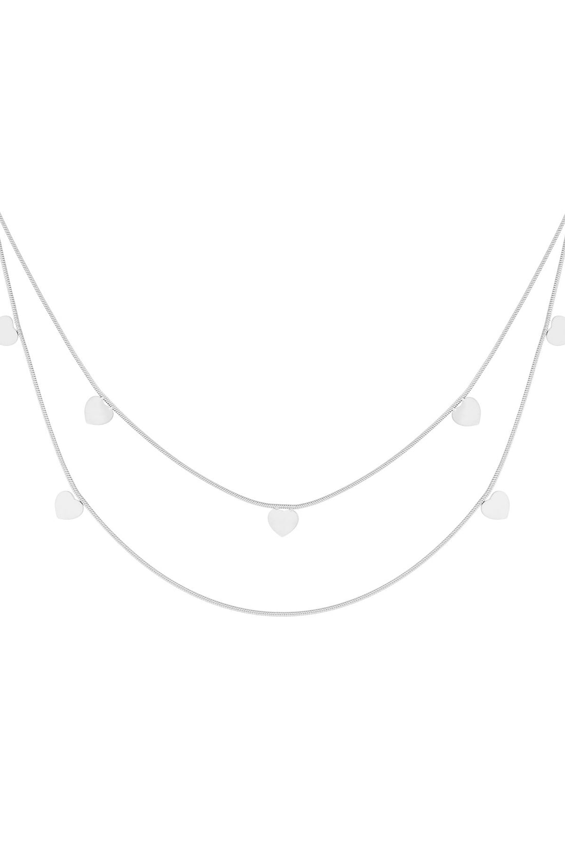 Doppelte Herz-Kette Silberfarben