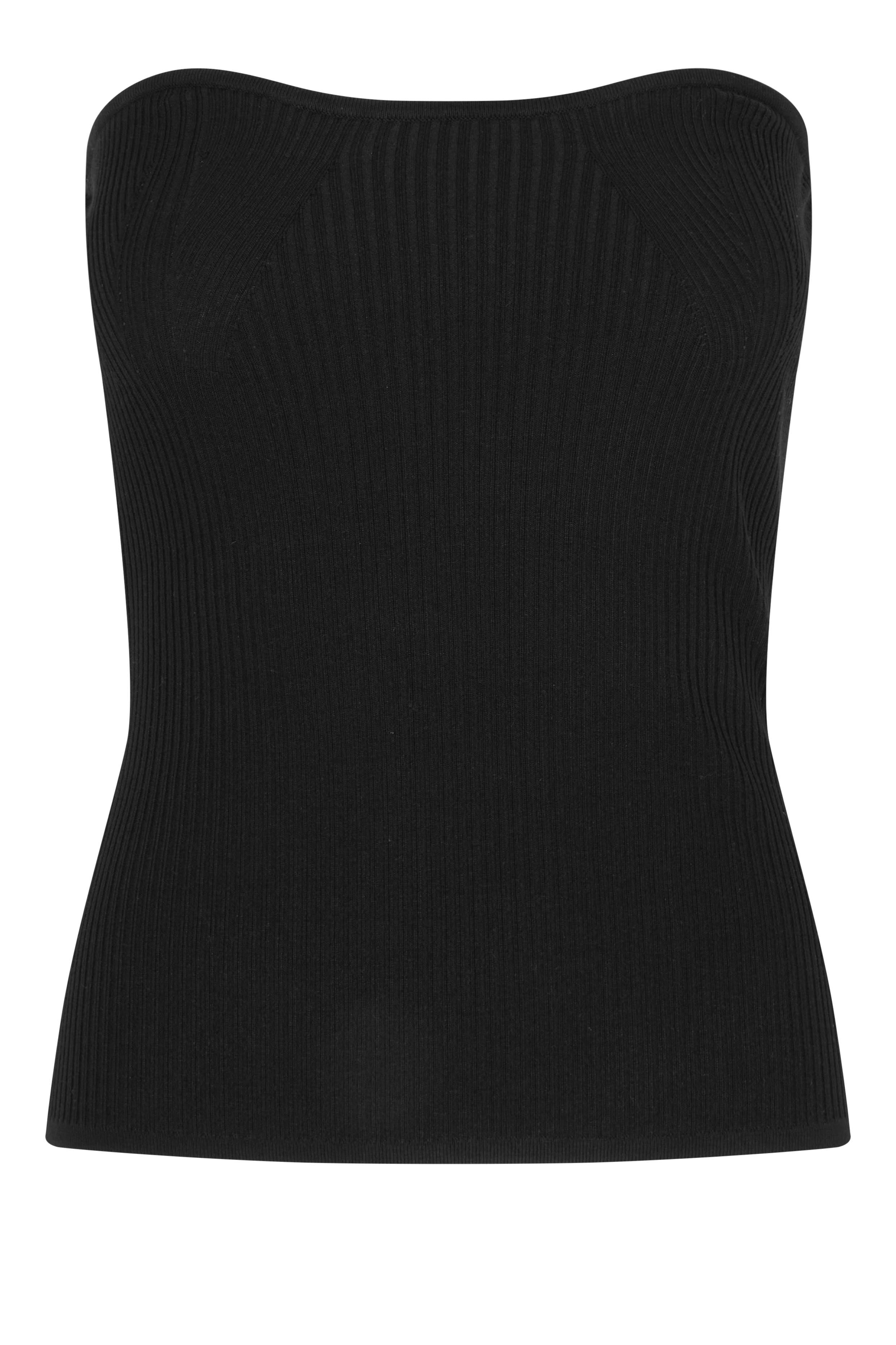 Como Knit Strapless Top Schwarz