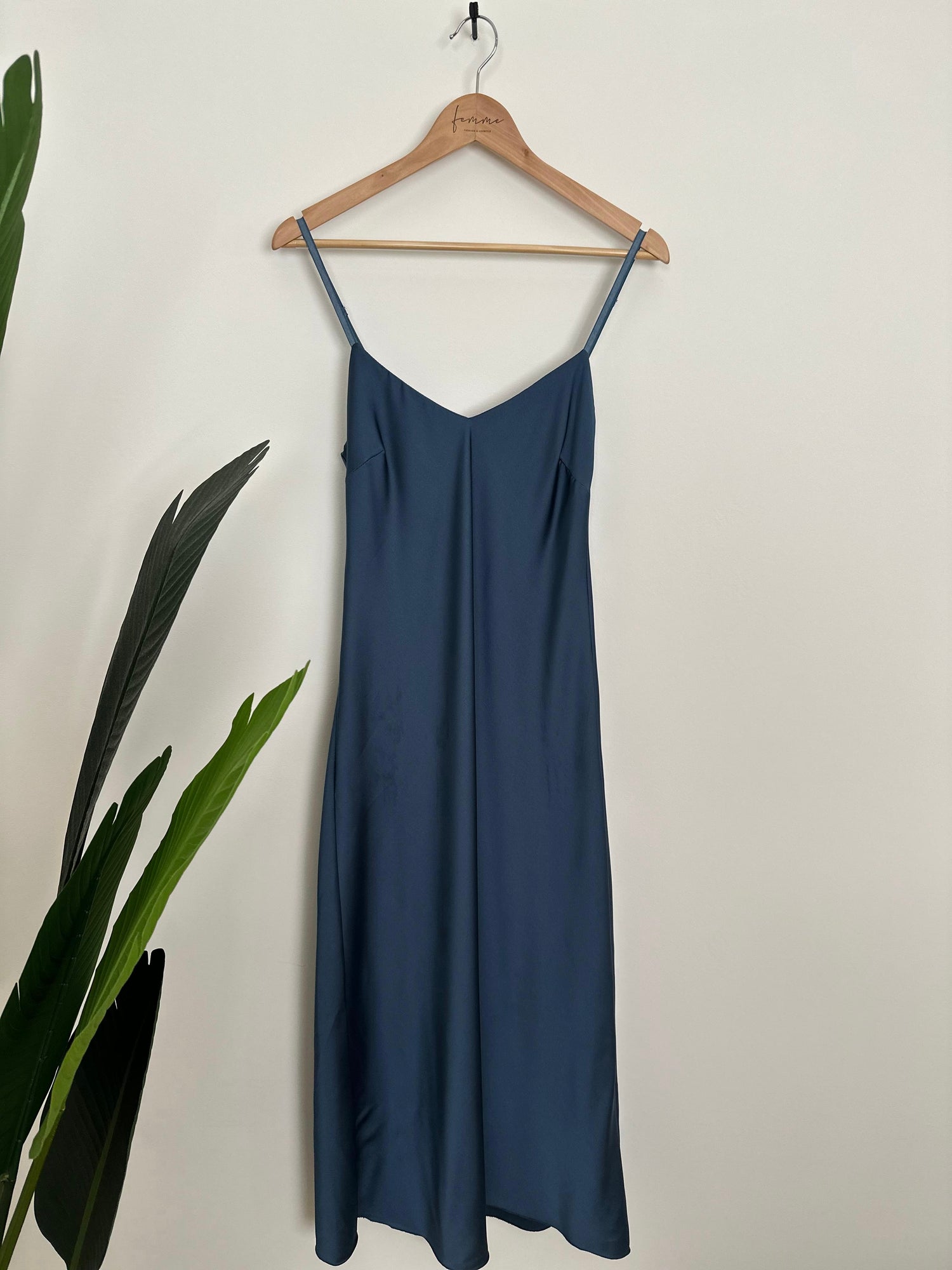 Satin Kleid Mitternachtsblau