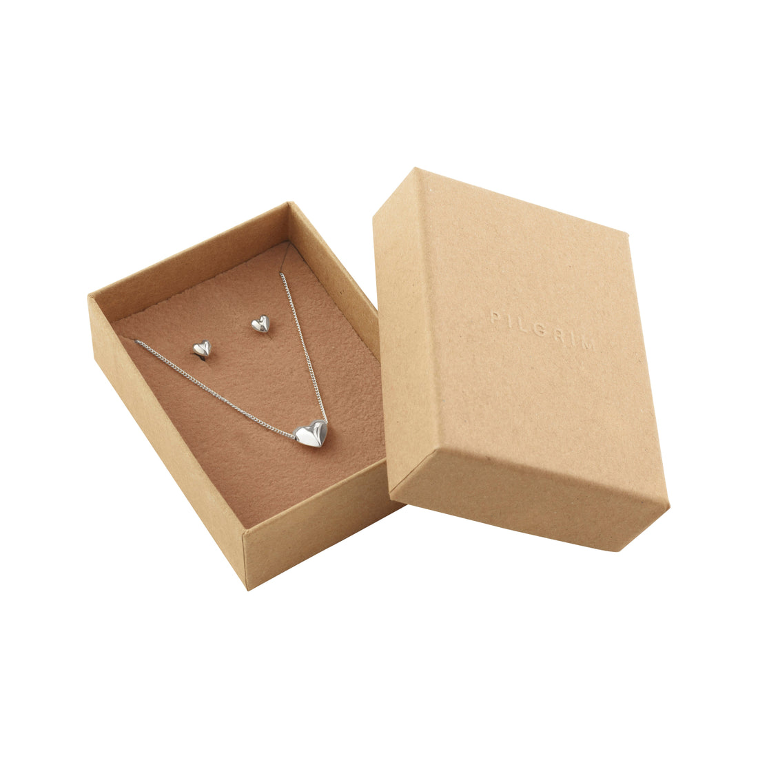 VERNICA recyceltes Set, Halskette & Ohrstecker, versilbert