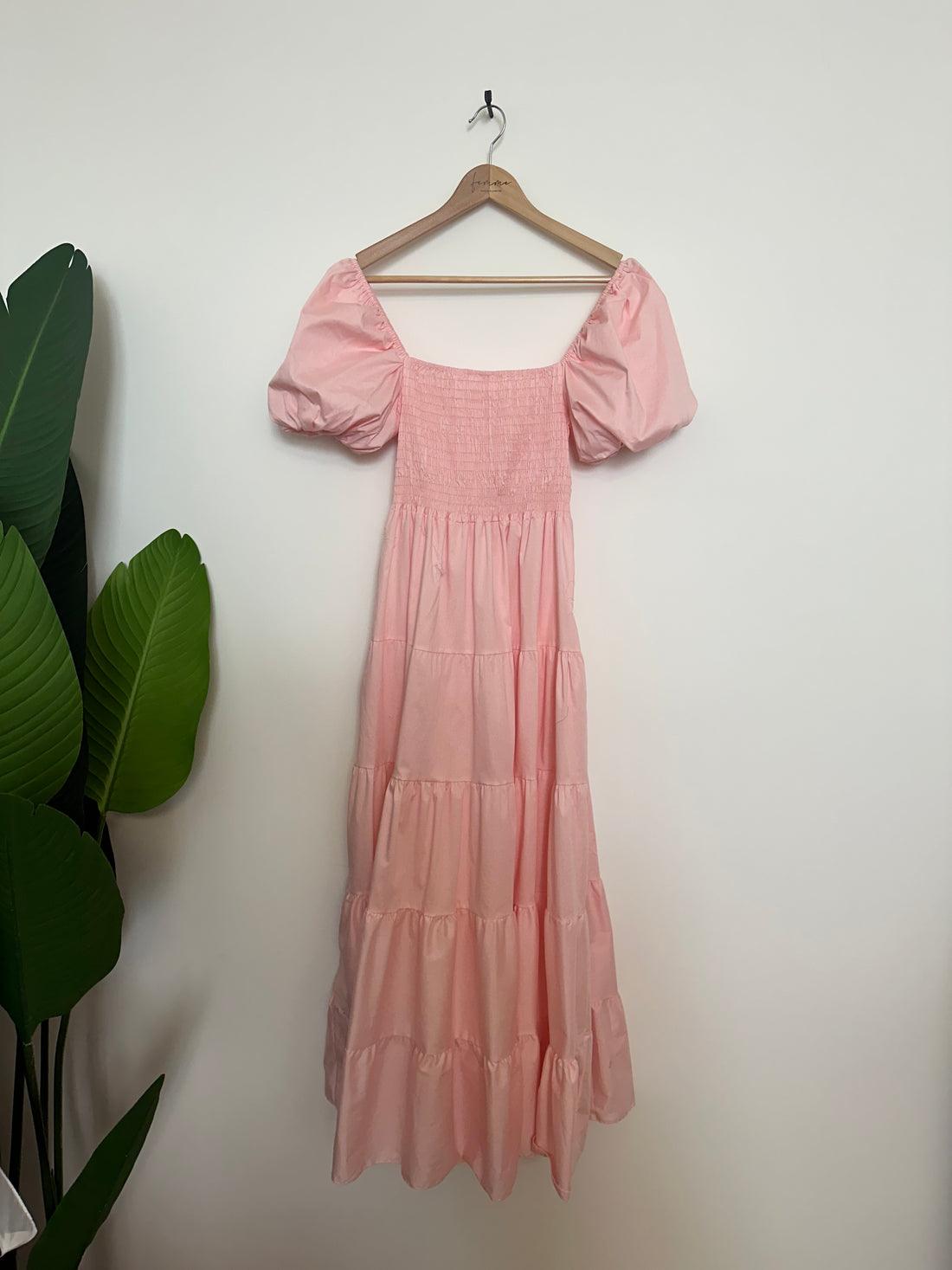 Schulterfreies Kleid rosa (Lang)