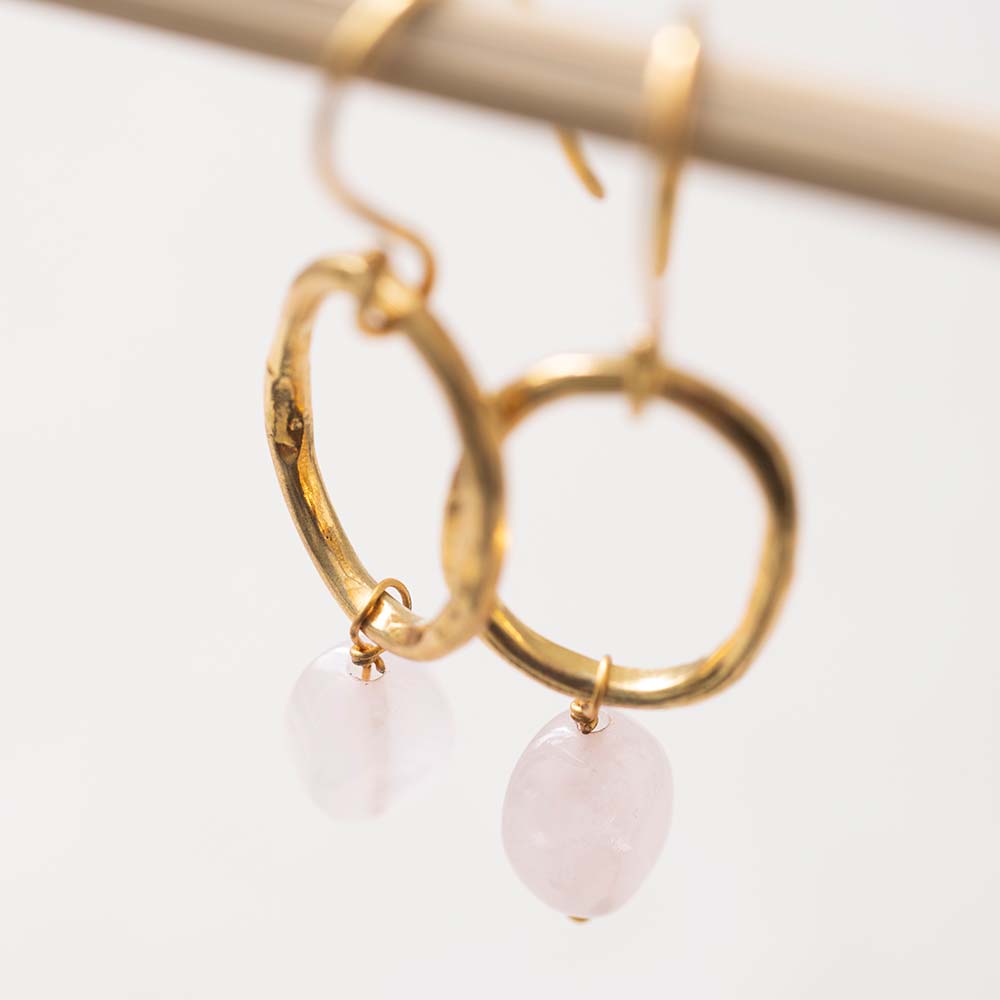 Graceful Rose Quartz GP Earrings