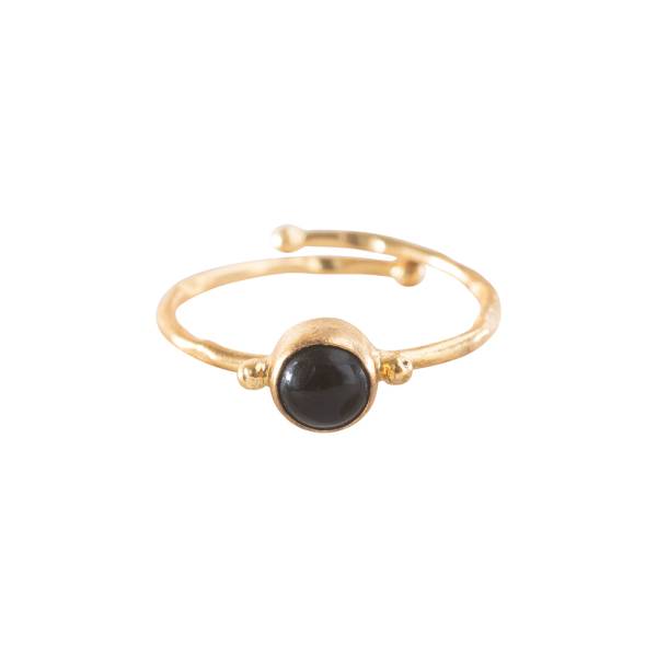 Faithful Schwarzer Onyx Vergoldete Ring