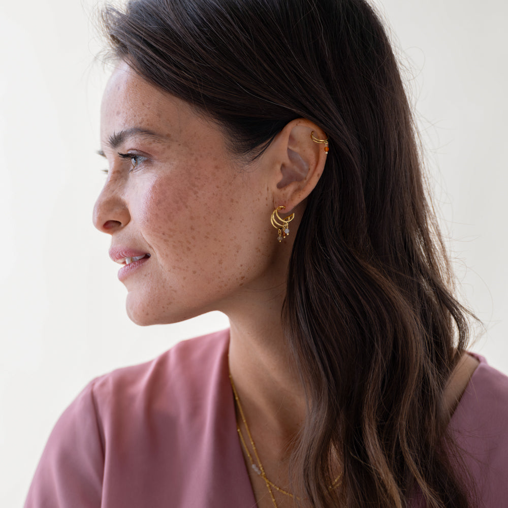 Karneol Edelstein Vergoldete Ohrklemme