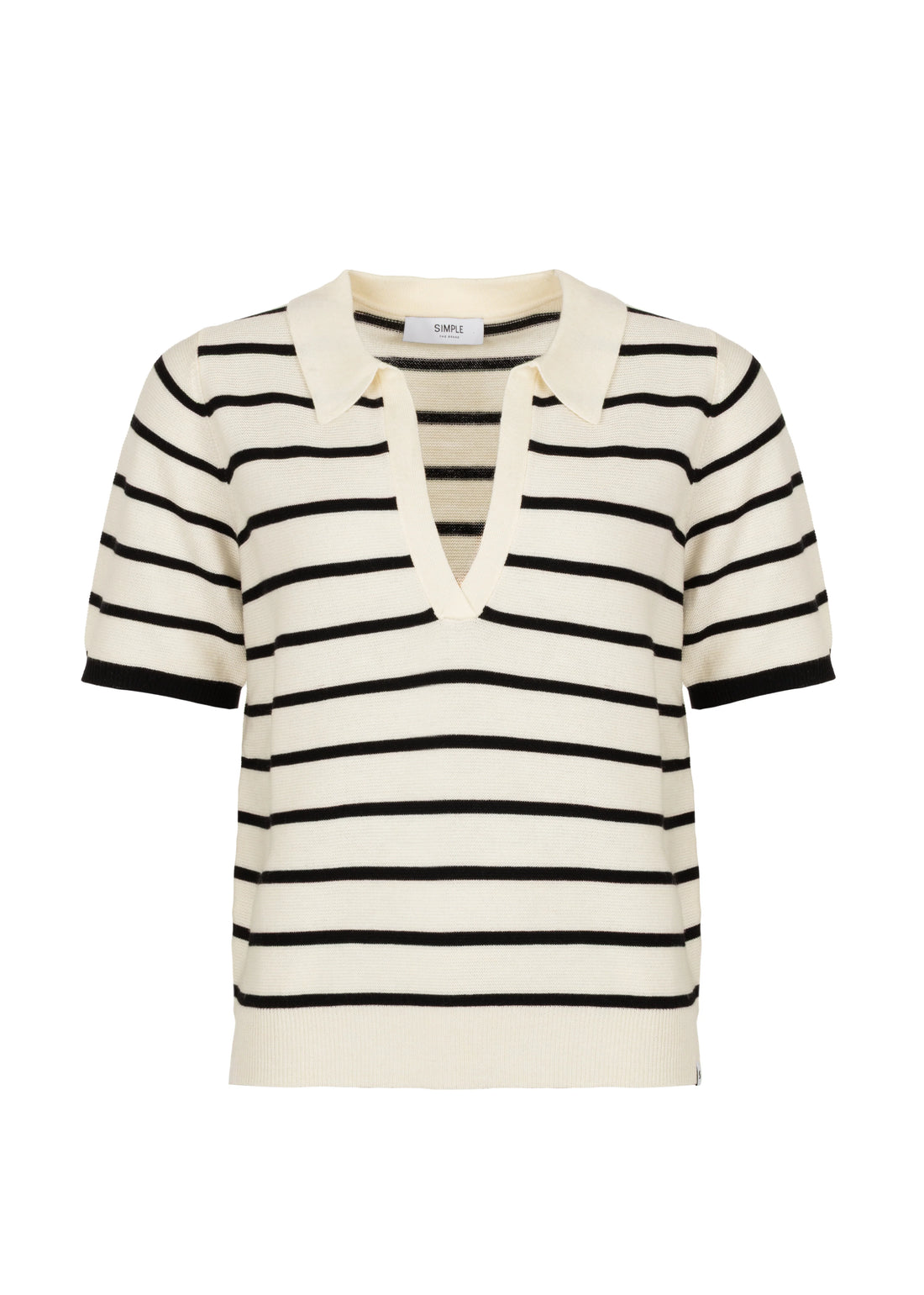 Knit- Polo Polka Egret Black