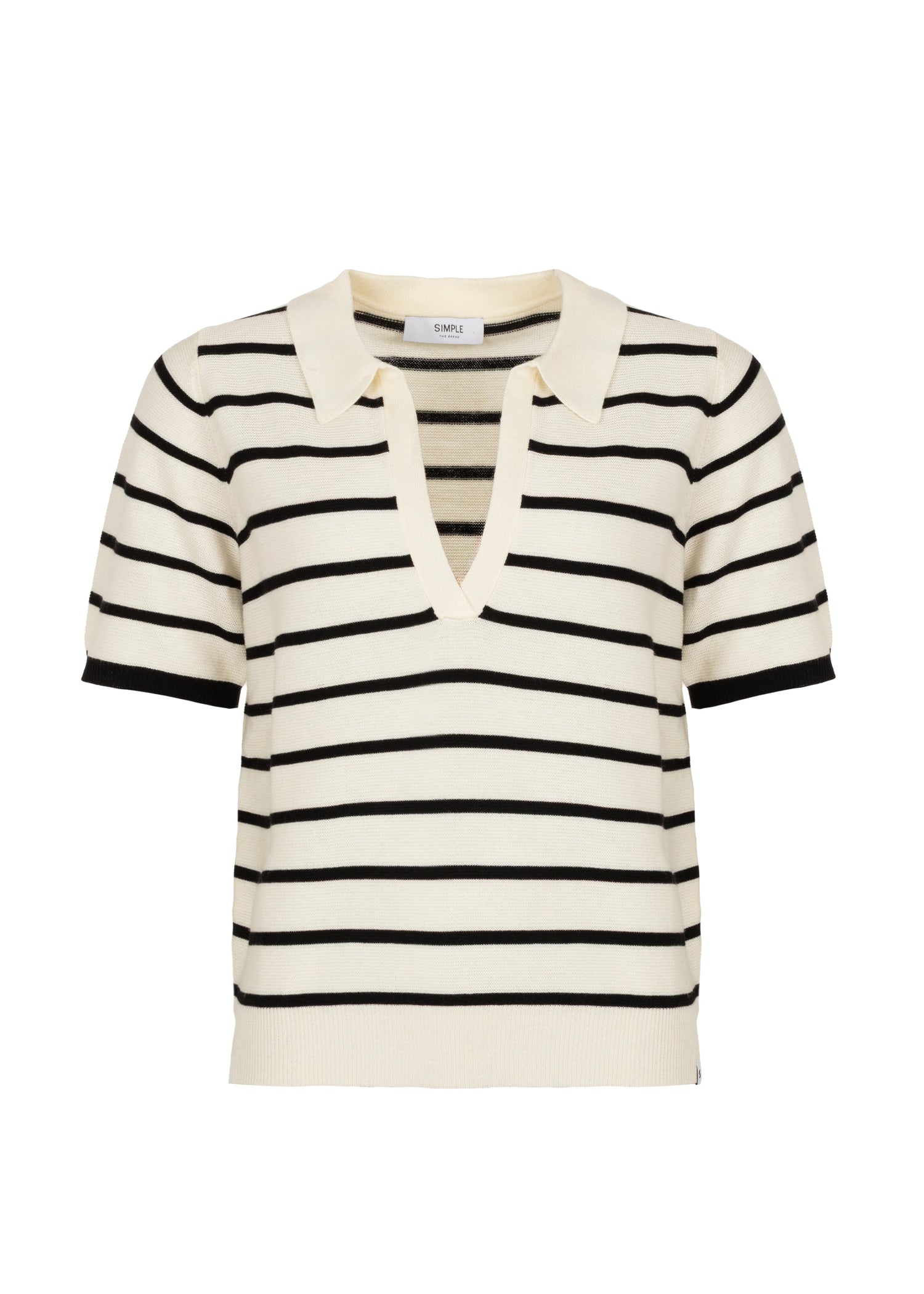 Knit- Polo Polka Egret Black