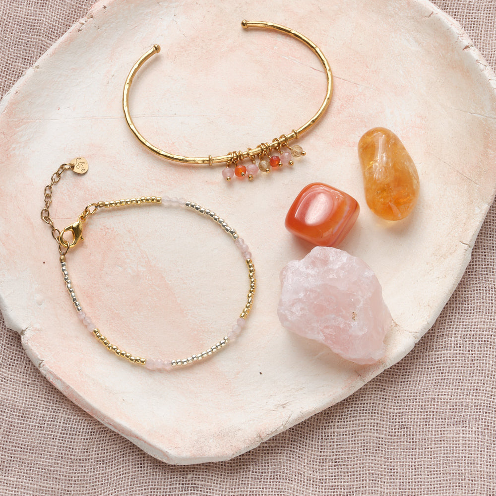 Serene Rosenquarz Goldfarbige Armband