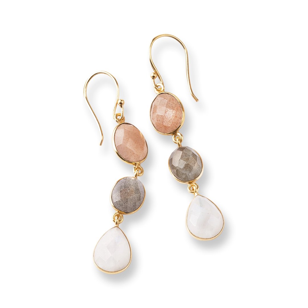 Granted Peach Moonstone Labradorite Moonstone Earrings GP