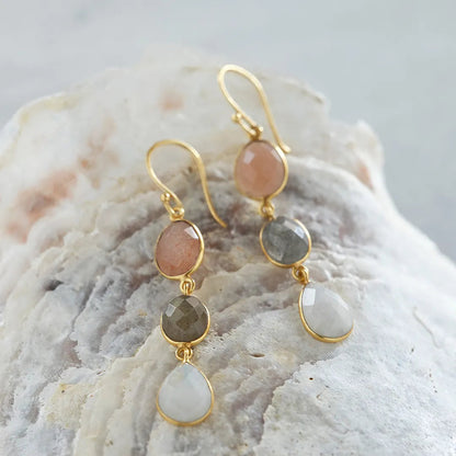 Granted Peach Moonstone Labradorite Moonstone Earrings GP