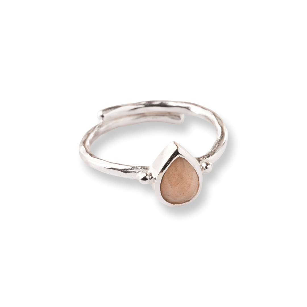 Enjoyment Peach Moonstone Ring Silver