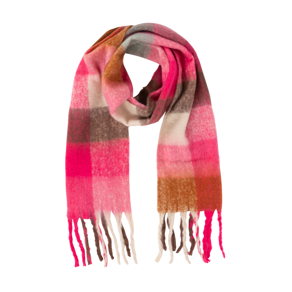 Thalia Scarf Raspberry check