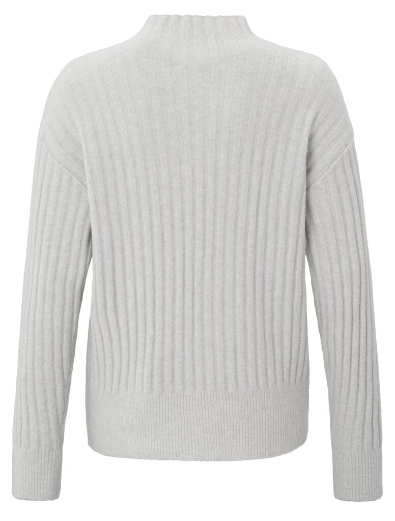 Gerippter Rollkragenpullover in lockerer Passform Moonstruck Grey Melange