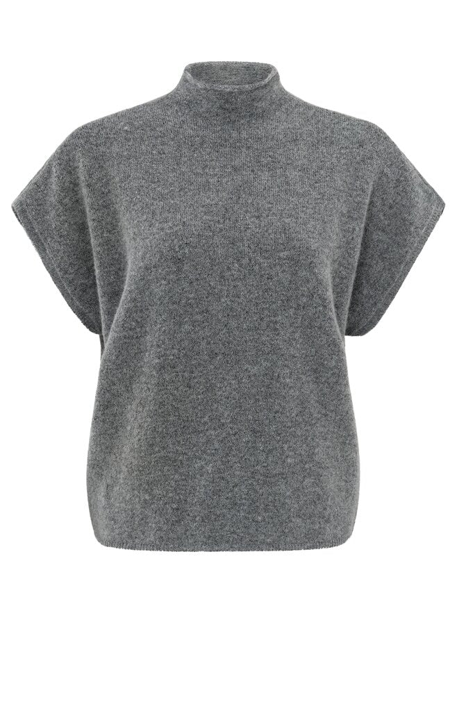 Weicher ärmelloser Pullover mit Stehkragen Formal Gray Melange