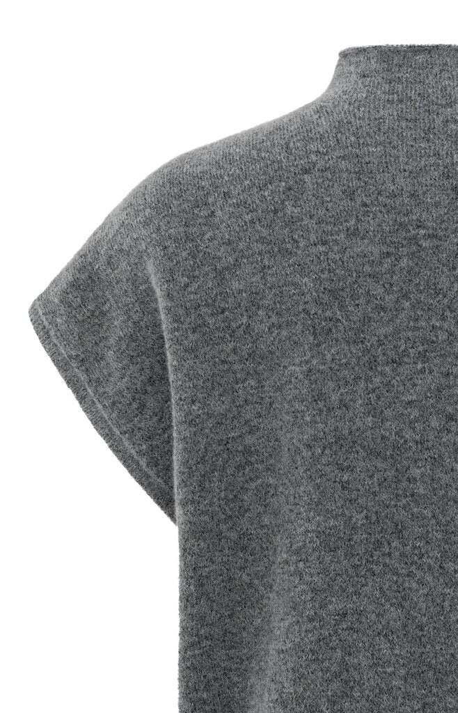 Weicher ärmelloser Pullover mit Stehkragen Formal Gray Melange