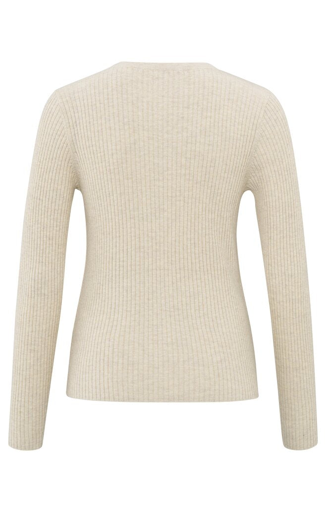 Gerippter Cardigan im Lagenlook mit Knopfdetails Light Beige Melange