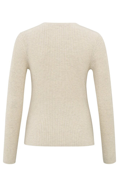 Gerippter Cardigan im Lagenlook mit Knopfdetails Light Beige Melange