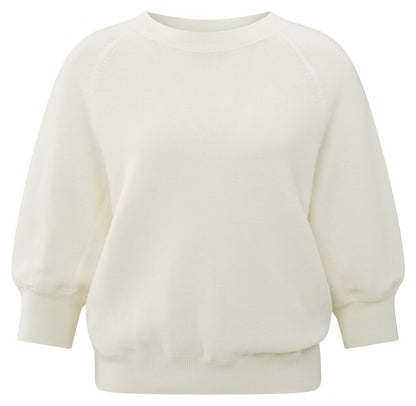 Raglanpullover mit dezenten Ballonärmeln Wool White