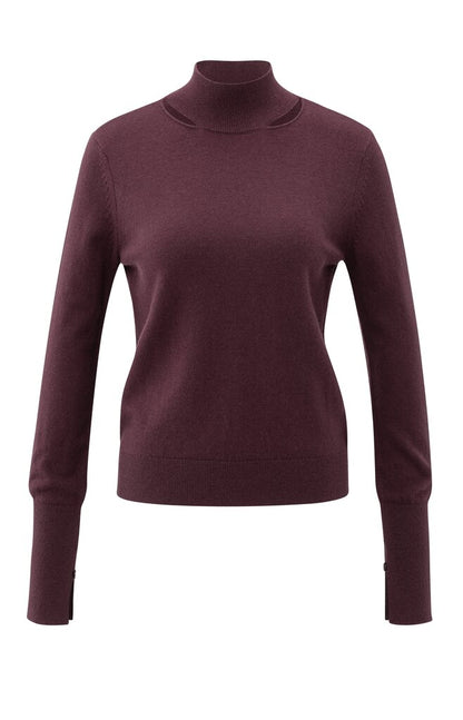 Feinstrickpullover mit Schlitzen unten am Stehkragen Fudge Purple