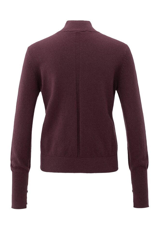 Feinstrickpullover mit Schlitzen unten am Stehkragen Fudge Purple