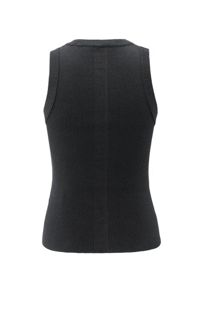 Geripptes Strick-Tanktop mit dezent glänzenden Details Black
