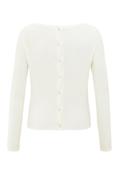 Feinstrick-Cardigan mit Knopfdetail auf der Rückseite Off White
