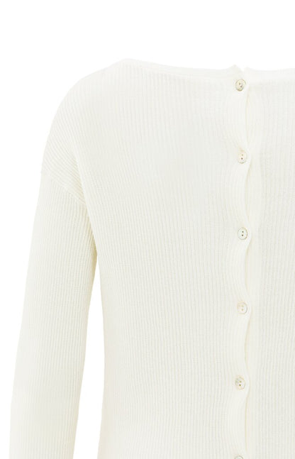 Feinstrick-Cardigan mit Knopfdetail auf der Rückseite Off White