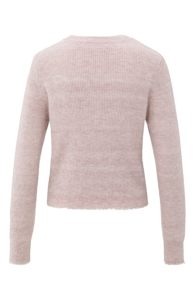 Kurzer Melange-Cardigan mit Details an den Rändern Shadow Gray Pink Melange