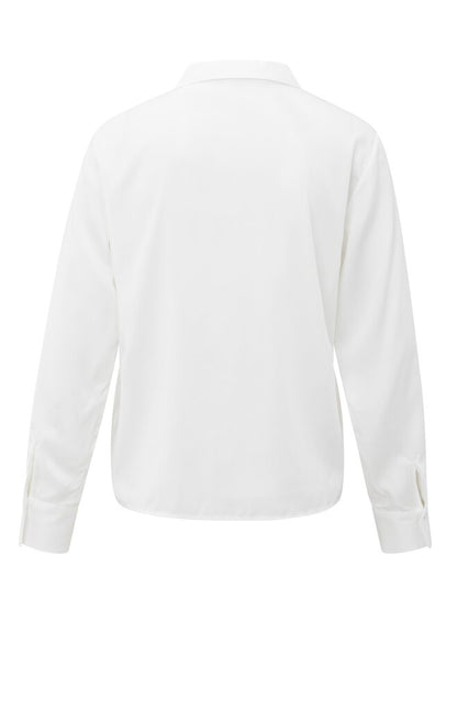Bluse mit schleifenartigem Detail am Kragen Pure White
