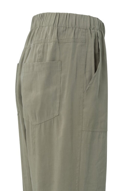 Gewebte Cargohose mit elastischem Bund und Schlitzen Army Green