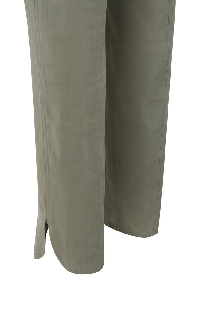 Gewebte Cargohose mit elastischem Bund und Schlitzen Army Green