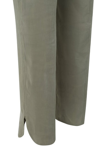 Gewebte Cargohose mit elastischem Bund und Schlitzen Army Green