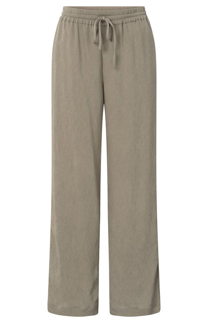 Gewebte Hose mit weitem Bein und elastischem Bund Seneca Rock Beige