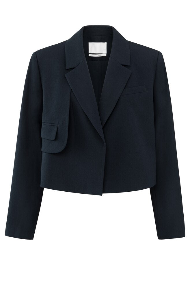 Gewebter kurz geschnittener Blazer mit Taschendetail