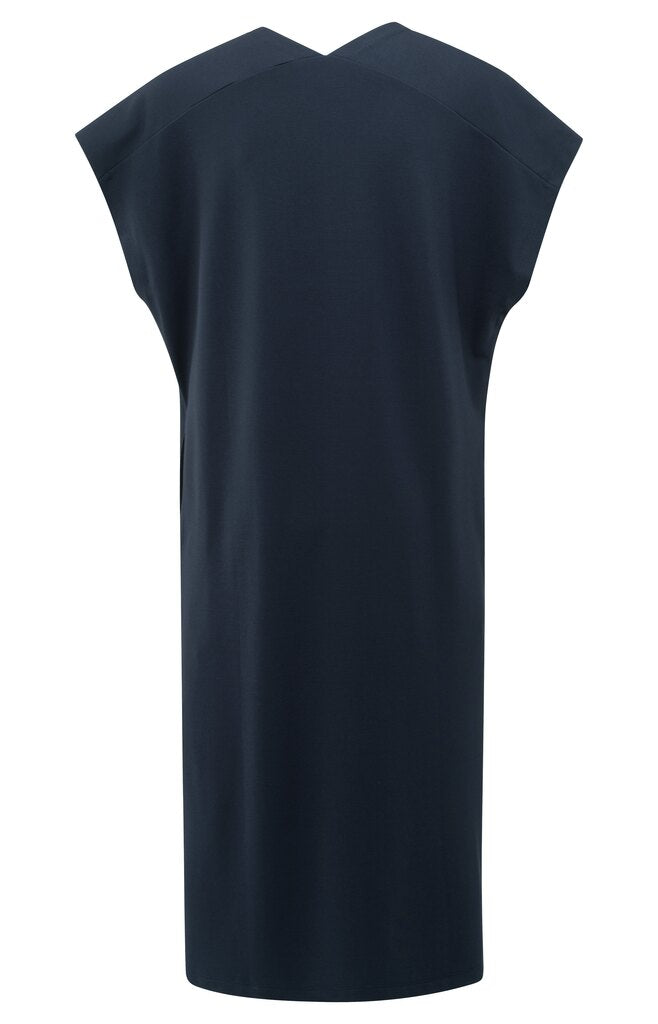 Ärmelloses Kleid mit doppeltem V- Ausschnitt und Schlitz  Total Eclipse Blue