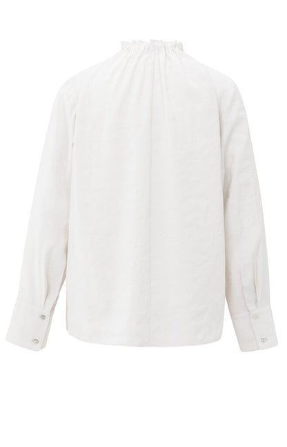 Oberteil mit hohem Kragen und Kordelzug im Saum Early Frost White