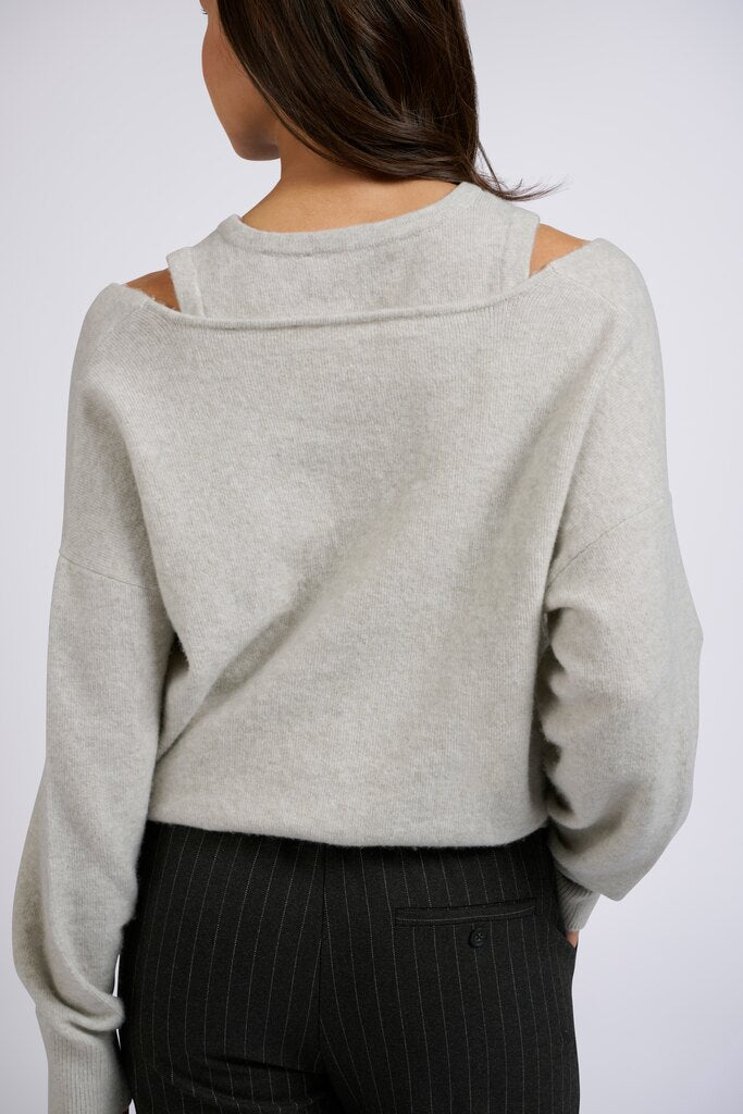 Pullover mit V-Ausschnitt und passendem Oberteil Moonstruck Grey