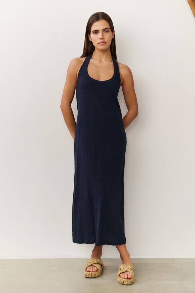 Neckholder-Kleid mit freiem Rücken Total Eclipse Blue