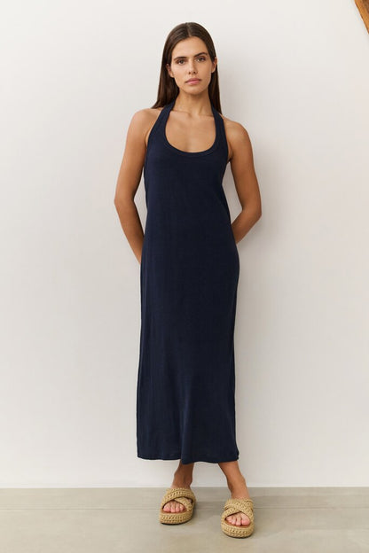 Neckholder-Kleid mit freiem Rücken Total Eclipse Blue