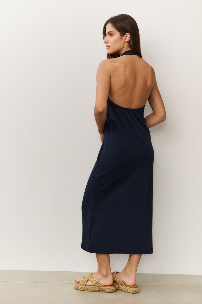 Neckholder-Kleid mit freiem Rücken Total Eclipse Blue