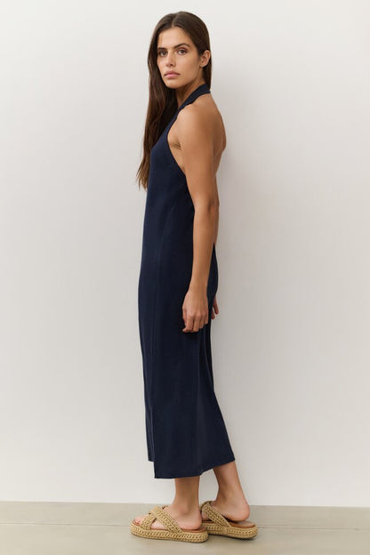 Neckholder-Kleid mit freiem Rücken Total Eclipse Blue
