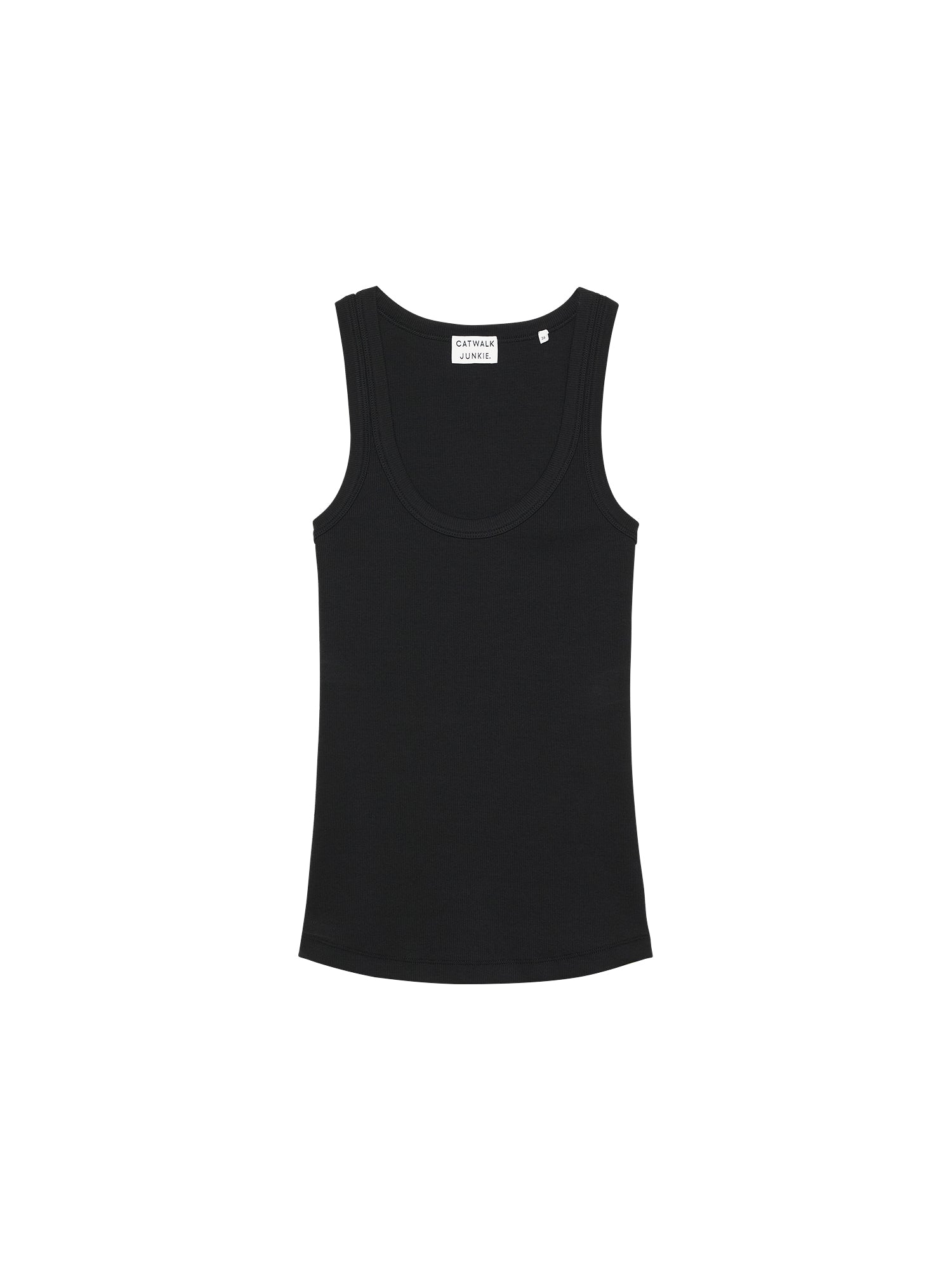 Scoop Neck Rib Singlet Black