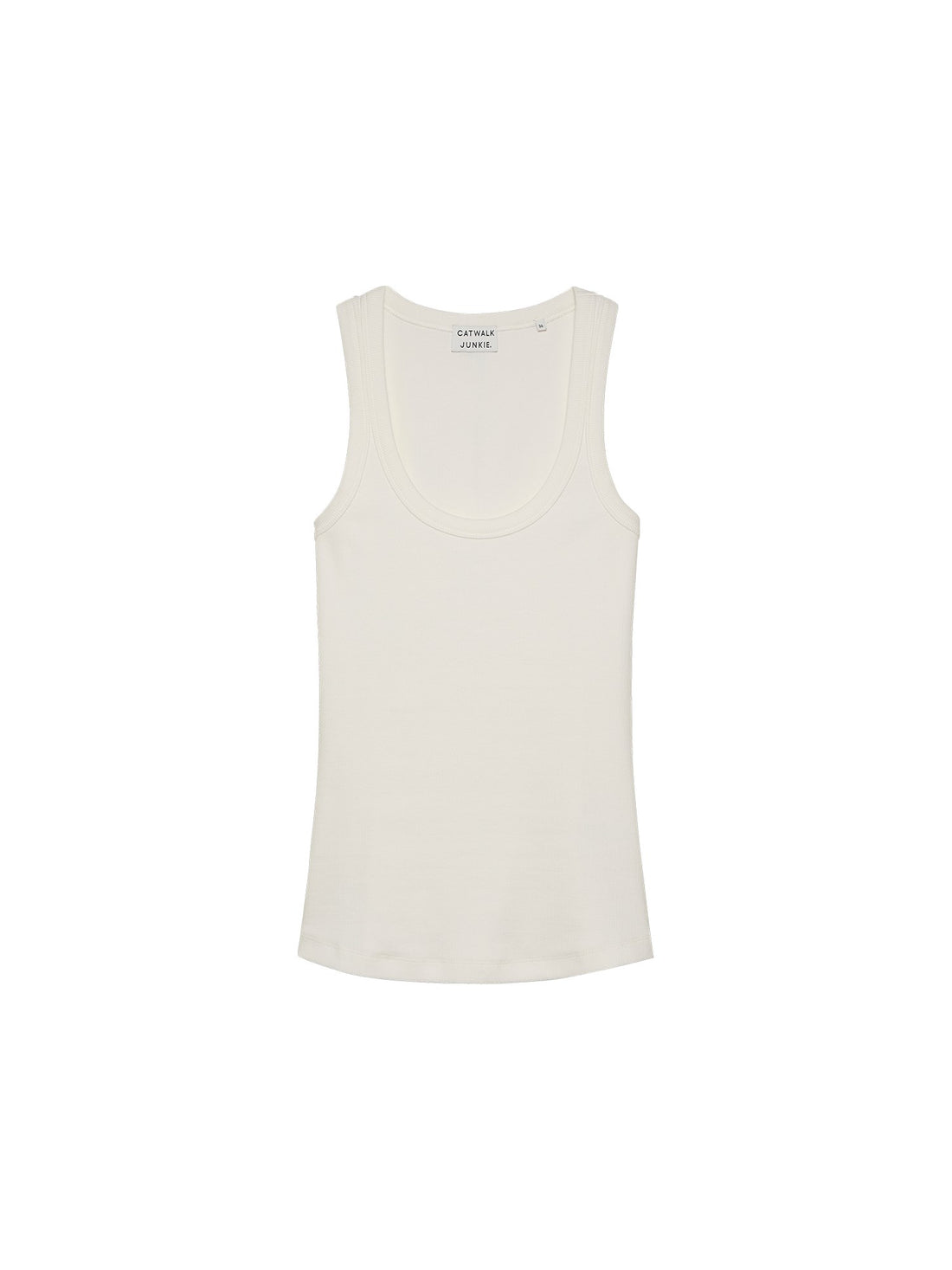 Scoop Neck Rib Singlet Off White