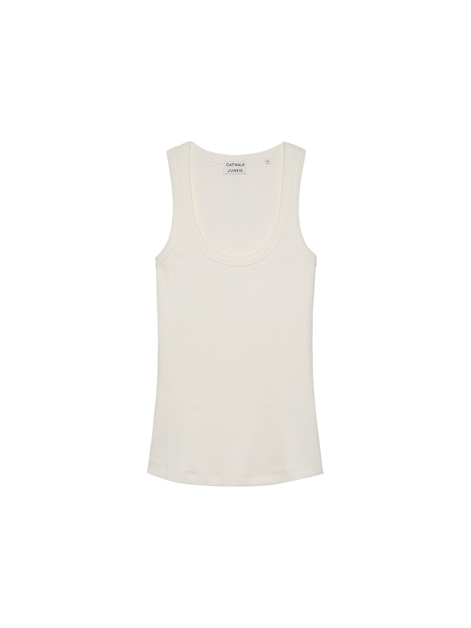 Scoop Neck Rib Singlet Off White