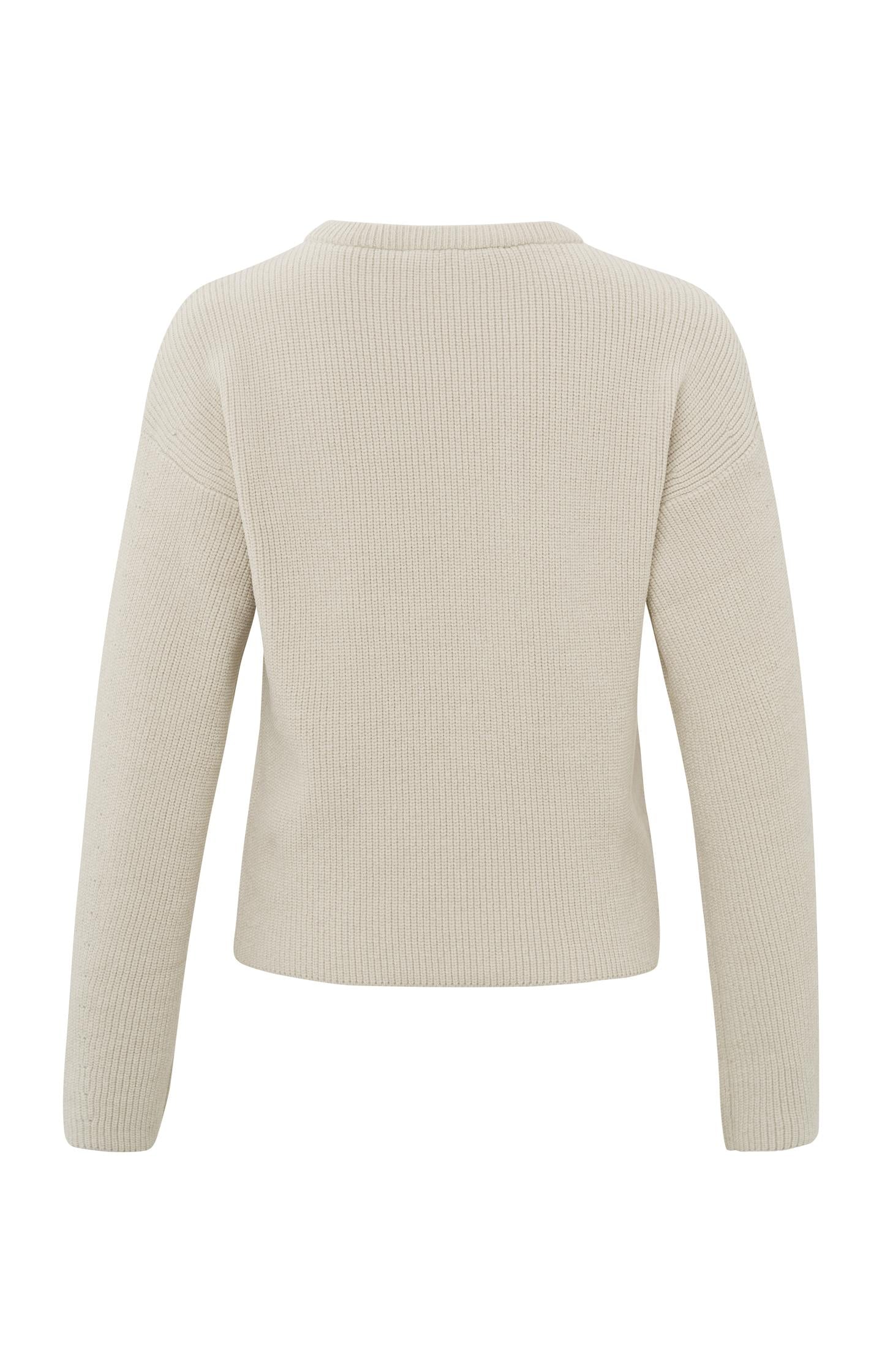 Langärmeliger Chenille-Pullover mit Rundhalsausschnitt Silver Lining Beige