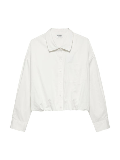 Cropped Button Up Blouse Fair Off White