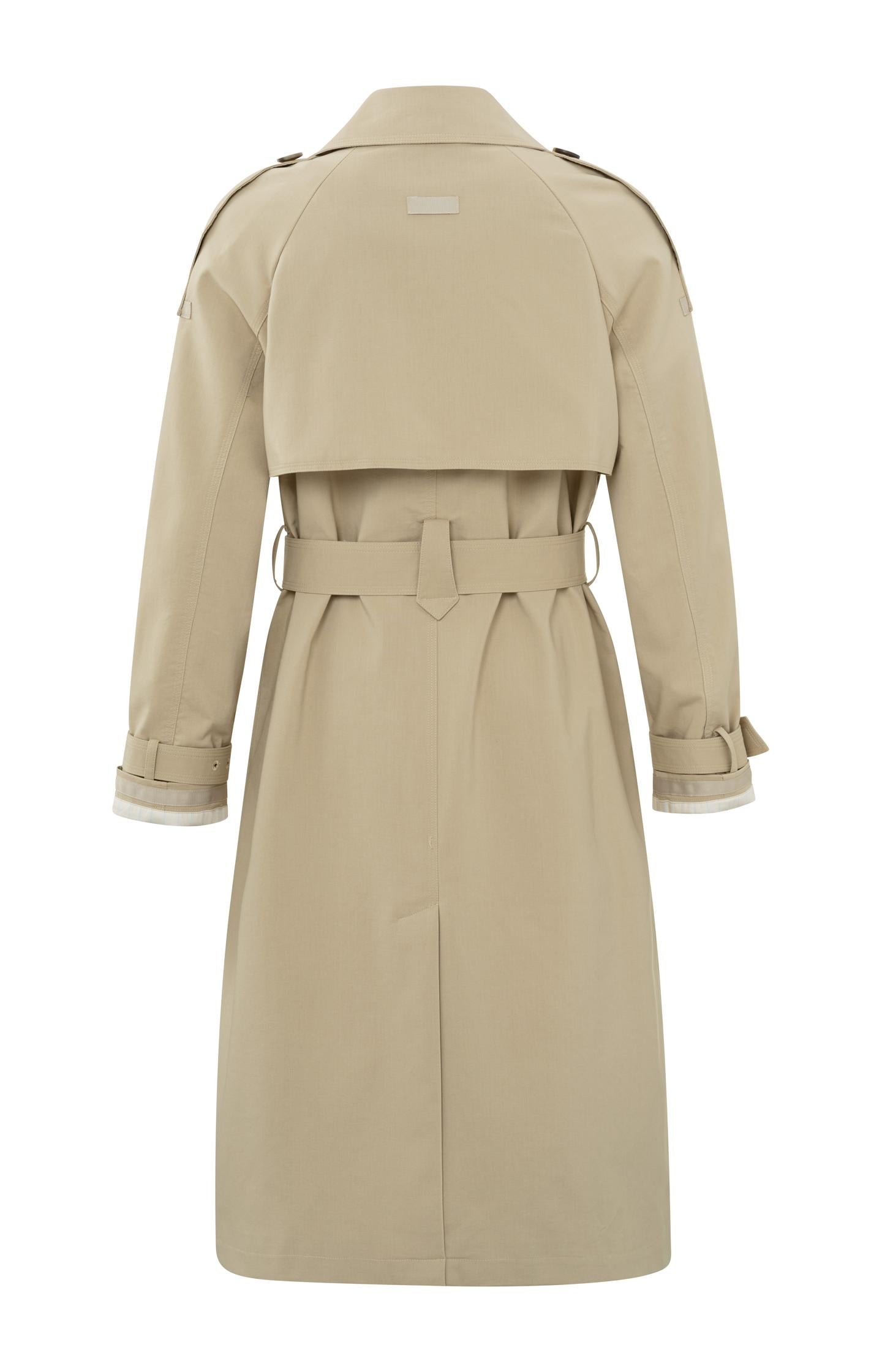 Doppelreihiger Trenchcoat mit langen Ärmeln und Taschen White Pepper Beige