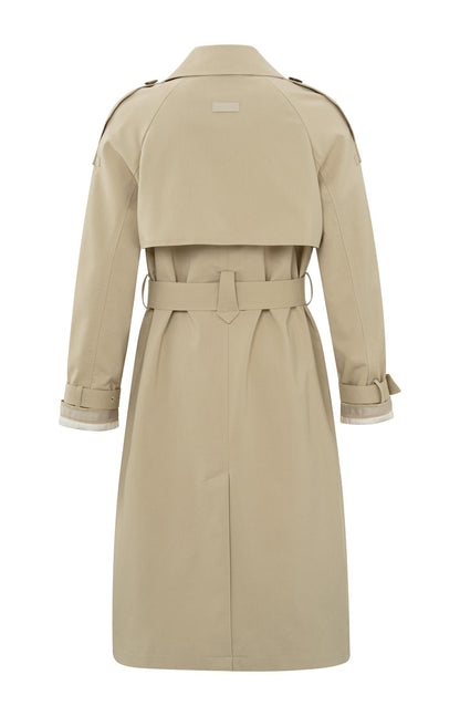 Doppelreihiger Trenchcoat mit langen Ärmeln und Taschen White Pepper Beige