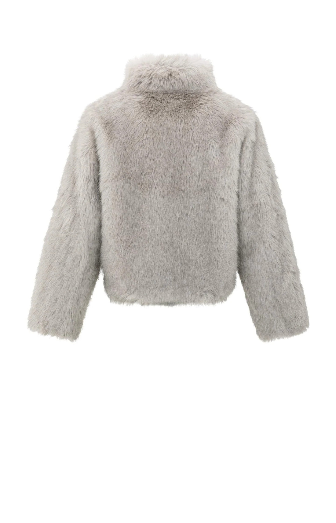 Jacke aus Fellimitat mit Stehkragen Light Grey