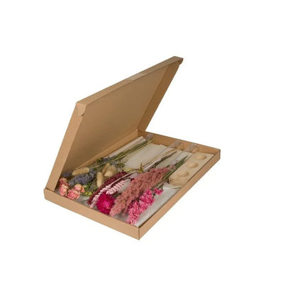 Geschenkset Trockenblumen im Briefkasten, mit Vasen - Rosa